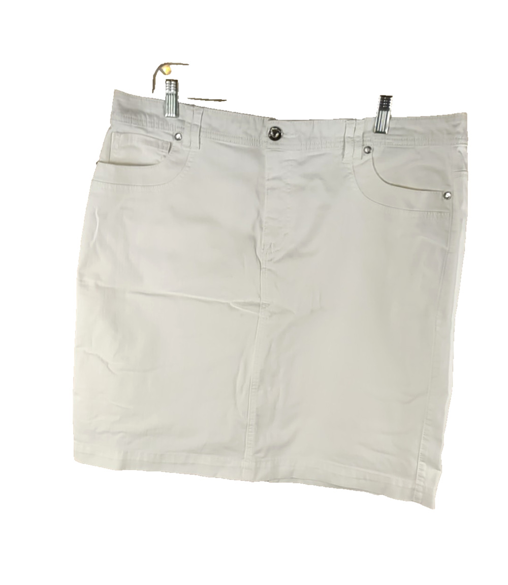 Style & Co Jeans Women's Denim Skirt Size 18 Tummy Control White Studs